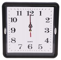 ZEGAR ŚCIENNY 22x22cm Cichy Płynna Praca DUŻE Cyfry CZARNY Kwadratowy A5919