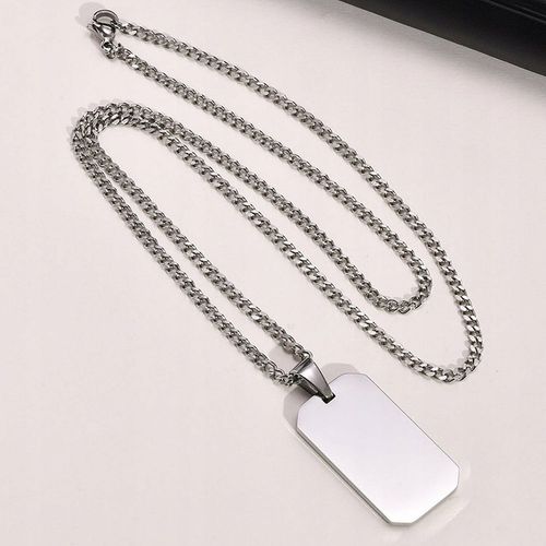 NIEŚMIERTELNIK MĘSKI Z GRAWEREM SREBRNY ŁAŃCUSZEK PANCERKA STAL NA PREZENT na Arena.pl