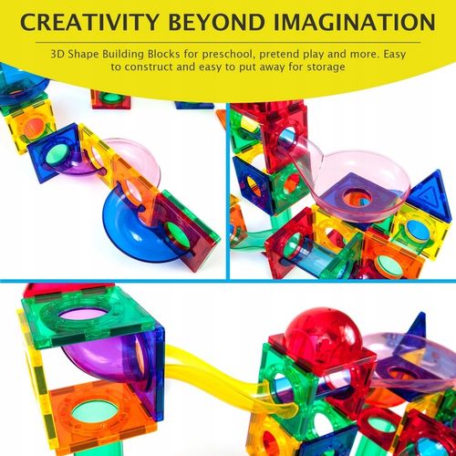 Tor kulkowy Klocki magnetyczne konstrukcyjne edukacyjne70 el kulodrom PTG70 na Arena.pl