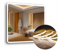 LUSTRO LED 60x60 cm ZAOKRĄGLONE ROGI PIASKOWANE PODŚWIETLANE + COB 480 diod