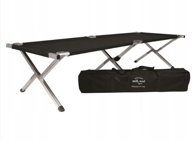 Mil-Tec Łóżko Polowe 190 x 65cm Czarne zdjęcie 1