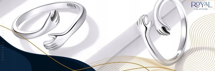 PIERŚCIONEK DŁONIE UŚCISK srebro 925 regulowany srebrny przytulenie pr. 925 zdjęcie 9