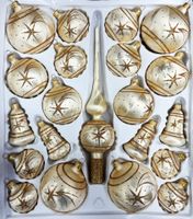 Bombki szklane Zestaw 21 sztuk Ręcznie zdobione. Produkt polski (złoty)