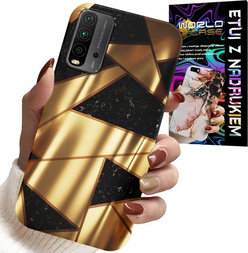 ETUI DO XIAOMI REDMI 9T - ZŁOTE ELEGANCKIE WZORY + FOLIA HYDRO na Arena.pl