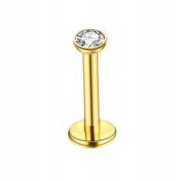 PIERCING Kolczyk Labret z białą cyrkonią HELIX Lobe Tragus TYTAN