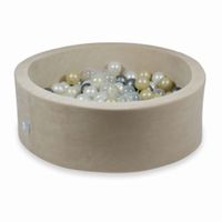 Suchy basen 90x30cm Velvet Soft Beżowy z piłeczkami 200szt (jasnozłote, opalizujące, perłowe, przezroczyste, srebrne)