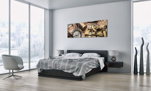 Obraz Na Płótnie - Stara Mapa Kompas  - 150X50 Cm - Ca150X50-3730 na Arena.pl