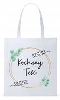 Dla Teścia Taty Prezent Torba Eco Biała Shopper Z Nadrukiem Ze Zdjęciem