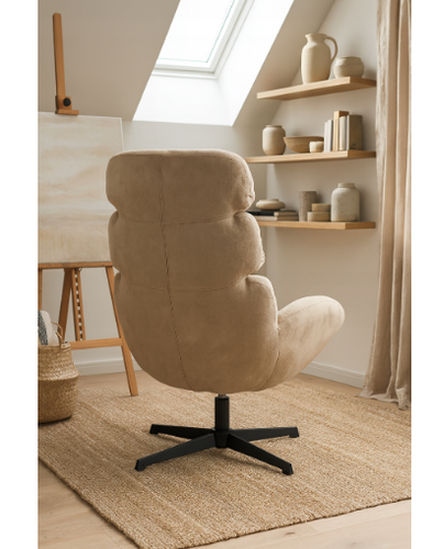 Fotel wypoczynkowy Axel beżowy velvet obrotowy loft do salonu gabinetu na Arena.pl