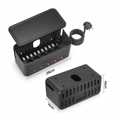 Listwa Zasilająca Organizer Na Przewody 5x AC + 4x USB Ineox LZO-1B Czarny na Arena.pl