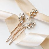 Zestaw ozdób do włosów szpilki kokówki złote cyrkonie kryształki eleganckie