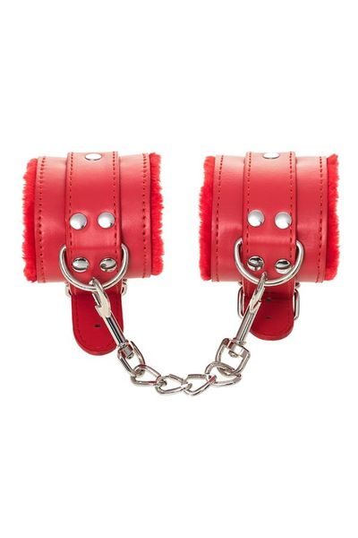 anonymo handcuffs, pu leather, red, 27 cm zdjęcie 8