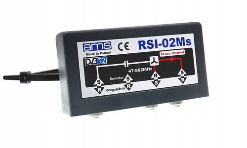 Rozgałęźnik do 2 TV sumator antenowy DVB-T2 zewnętrzny RSI-02Ms AMS na Arena.pl