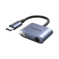 Adapter przejściówka audio USB-C - USB-C + mini jack 3.5mm - szary