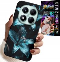 ETUI DO XIAOMI NOTE 14 PRO+ 5G - TURKUSOWE LILIE KWIATY OBUDOWA + SZKŁO