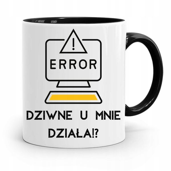 Kubek Czarny Informatyka Programisty U Mnie Działa Z Nadrukiem Ze Zdjęciem zdjęcie 1