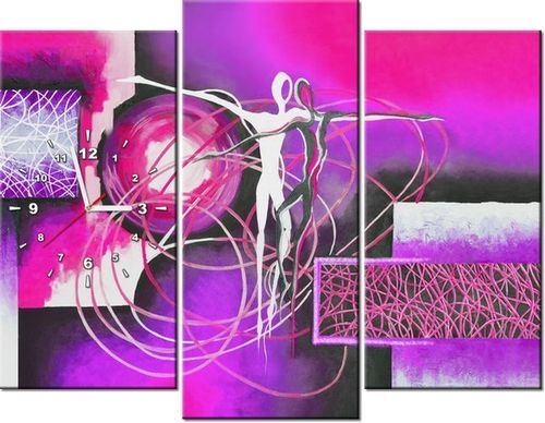 90CM 70 ZEGAR 3 ELEM TAŃCZĄCE POSTACIE FIOLECIE SCIENNY DRUK na Arena.pl