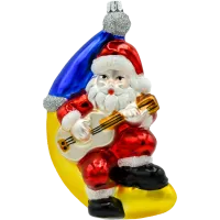 Bombka choinkowa szklana: Święty Mikołaj na księżycu z gitarą