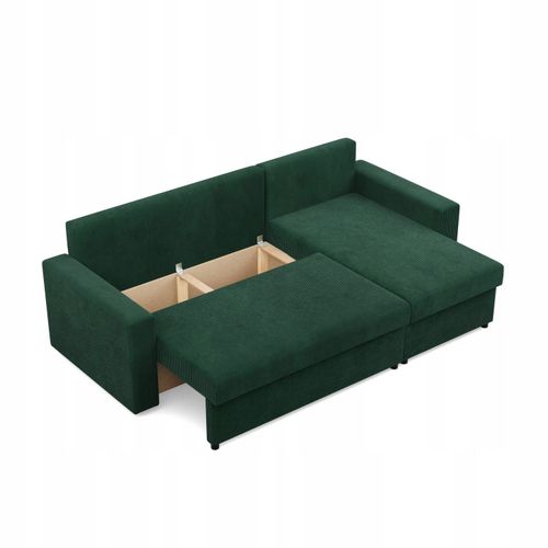 KANAPA NAROŻNIK NEO CIEMNY ZIELONY Nowoczesny Rozkładana POSO SZTRUKS na Arena.pl