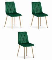 Krzesło zielone tapicerowane LIBRA welur 3 szt. loft nowoczesne kuchnia