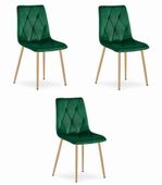 Krzesło zielone tapicerowane LIBRA welur 3 szt. loft nowoczesne kuchnia