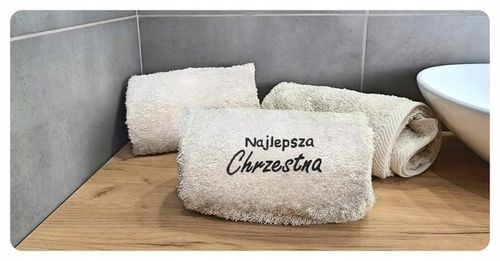 PODZIĘKOWANIE Dla Matki Chrzestnej PIERWSZA KOMUNIA - Ręcznik Kubek Prezent na Arena.pl
