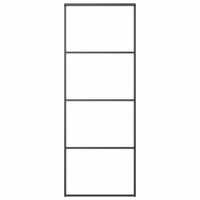 Drzwi przesuwne, matowe szkło ESG, aluminium, 76x205 cm, czarne