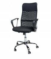 FOTEL BIUROWY KOMPUTEROWY KRZESŁO OBROTOWE CHROM SIATKA CZARNY