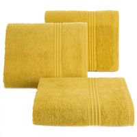 Ręcznik kąpielowy 50x90 cm musztardowy bawełniany z dekor bordiurą