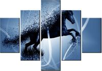 70 100CM OBRAZ 5 ELEM NIEBIESKI KOŃ GMENTARYZACJA JAKUB BANAŚ DRUK PŁÓTNO