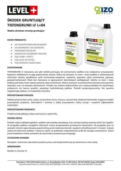 Środek Gruntujący 10L Uniwersalny Level+04 zdjęcie 3