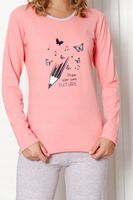 Klasyczna damska piżama z długim rękawem print XXL