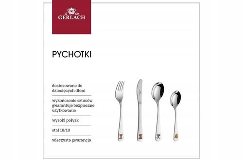 Sztućce dla Dzieci Gerlach Pychotki Grawer Prezent na Chrzest Roczek na Arena.pl