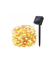 LAMPKI DRUCIKI LED SOLARNE 100 LED 10M BIAŁE CIEPŁE OGÓRD DO DOMU