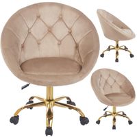Fotel podnoszony ELEGANCKI obrotowy WELUR na kółkach RUNDO beżowy JUMIhome