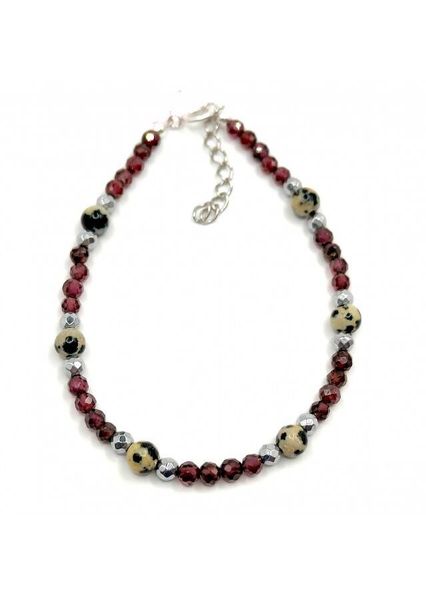 Bransoletka GRANAT JASPIS 925 zdjęcie 1