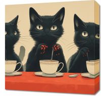 Obraz 50x50cm Czarna Kocia Kawiarenka