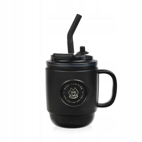 Kubek Termiczny ze Słomką Casno Booker 450 ml Czarny na Arena.pl