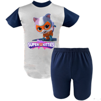 Krótka Piżama dziecięca Superkoty - Super Kitties