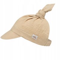 Chustka z daszkiem muślinowa na gumce Piaskowa XXS