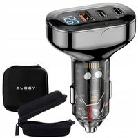 Mocna Szybka Ładowarka Samochodowa 2x USB-C C + USB QC PD 72W + ETUI