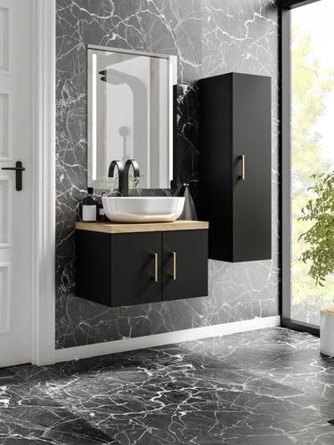 Szafka łazienkowa wisząca pod umywalkę MARKUS 60 czarna (W7) na Arena.pl