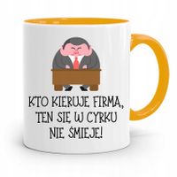 Kubek Żółty Dla Kierownika W Cyrku Się Nie Śmieje Z Nadrukiem Ze Zdjęciem