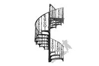 SCHODY KRĘCONE FI 2,00 M - CZARNE - 2 RÓŻNE TRALKI ŻELIWNE RETRO LOFT