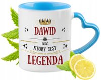 Dla Dawida Kubek Błękitny Z Uszkiem W Kształcie Serca Na Prezent Na Kawę