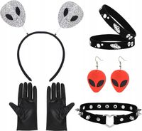 AKCESORIA KOSMITA OPASKA KOLCZYKI CHOKER RĘKAWICZKI PRZEBRANIE HALLOWEEN