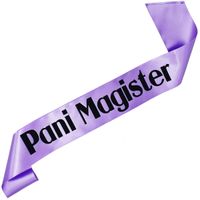 Pani Magister - fioletowa szarfa z czarnym nadrukiem