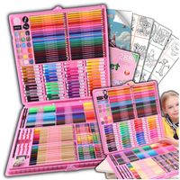 Zestaw kredek walizka duży dla dzieci kredki flamastry pisaki + kolorowanka