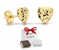 ZŁOTE KOLCZYKI 585 SERCA SERDUSZKA DIAMENTOWANE SZTYFT PREZENT + GRATISY