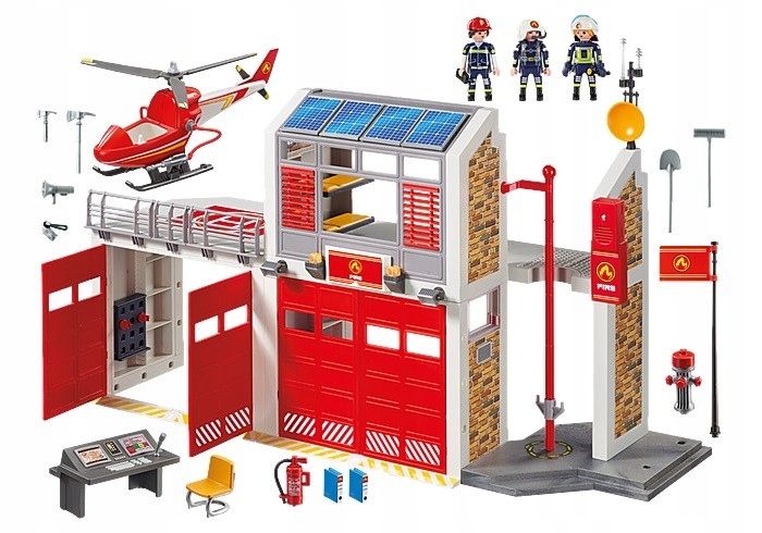 Playmobil Duża Remiza Strażacka 9462 Helikopter Efekty Dźwiękowe Strażak zdjęcie 10
